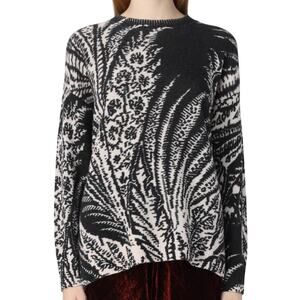 Etro Brown Cream Foliage Floral Oversize Coated Wool Sweater sz 40 / M Designer